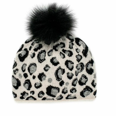 Women's Wo's Animal Print And Fur Pom Hat - Mitchie's Matchings OS