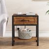 Nightstand Set of 2 with Charging Station, Retro Side Table with 1 Drawer - 3 of 4