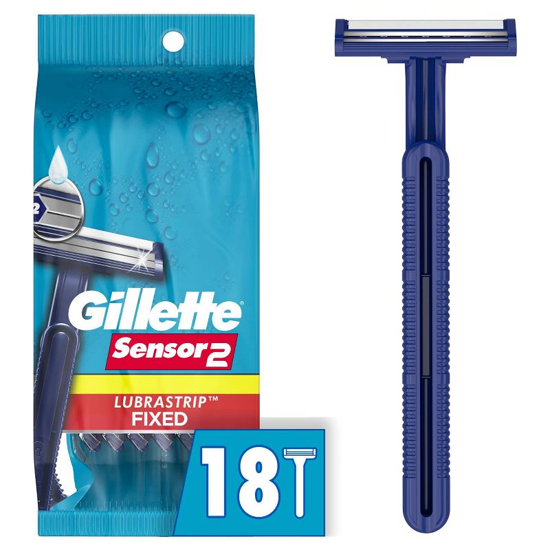 Gillette Sensor2 Base Fixed Head Men&#39;s Disposable Razors - 18ct, 1 of 8