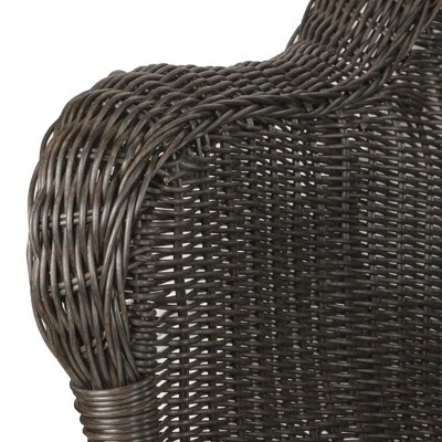 Chocolate Brown Hand-Woven Resin Wicker Porch Swing with Chain