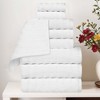 Waffle Textured Stripes Zero Twist Cotton Medium Weight Towel Set by Blue Nile Mills - 2 of 4