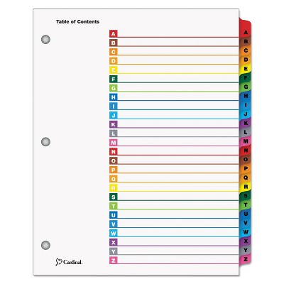 Cardinal Traditional OneStep Index System 26-Tab A-Z Letter Multicolor 26/Set 60218