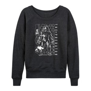 Women's - Predator - Digital Alien Diagram Lightweight French Terry Wide Neck Long Sleeve Graphic Shirt - 1 of 4