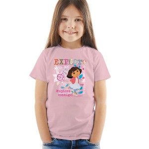 Toddler Boys' Dora the Explorer Explore With Me! Textured Design T-Shirt Pink - 1 of 4