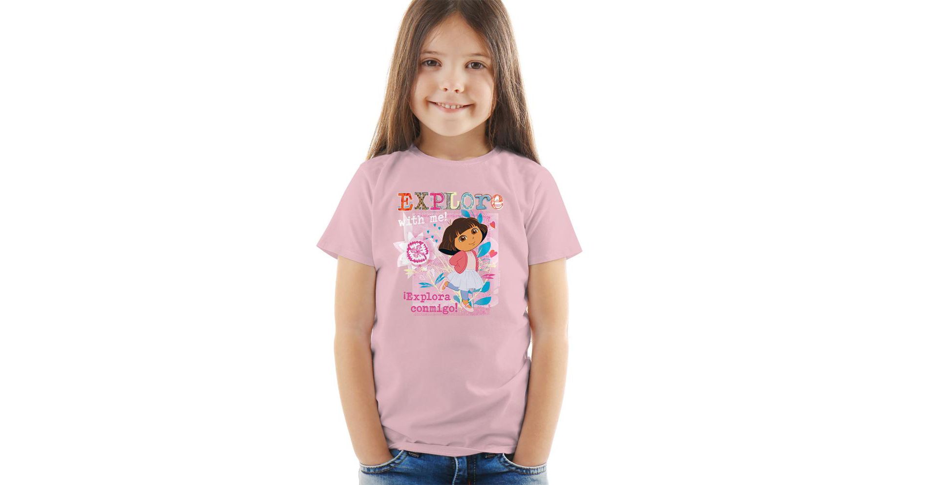 Toddler Boys' Dora the Explorer Explore With Me! Textured Design T-Shirt (2T) Pink