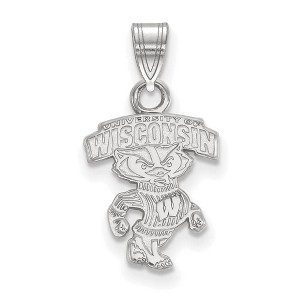 Black Bow Jewelry 10k White Gold Wisconsin Badgers NCAA Small Pendant - 1 of 3