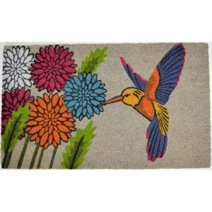 HomeRoots 18" X 30" Brown and Blue Coir Floral Outdoor Door Mat - 1 of 4