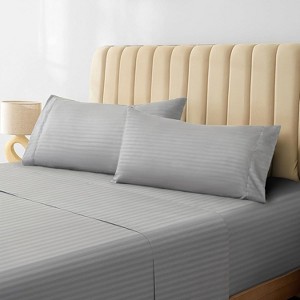 LuxClub 4-7 PC Microfiber Striped Performance Sheet Set, Soft Cooling Eco-Friendly Bed Sheets with 18in Deep Pockets - 1 of 4