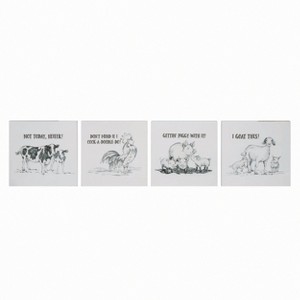 Transpac Metal Farm Sketch Sign Set of 4 Freestanding Tabletop Signs White Spring Indoor Decoration - 1 of 1