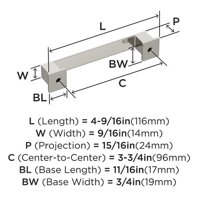 Polished Nickel 3-3/4 inch Traditional Cabinet Bar Pull