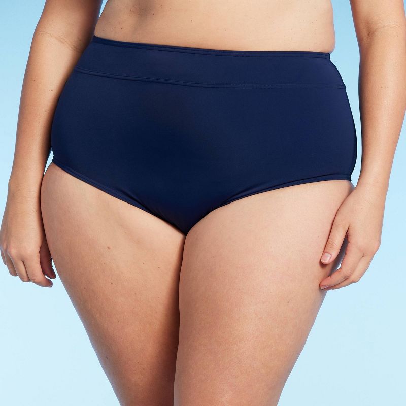 Lands' End Women's UPF 50 Full Coverage Tummy Control High Waist Bikini Bottom, 1 of 4