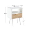 NicBex Rattan Woven Side Table with Drawer, Storage End Table Living Room with Solid Wood Legs, 15.75" Small Table Sofa Table, Bedroom Nightstand - 2 of 4