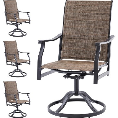 VisioGear Patio Dining Chairs, 4 Pieces Outdoor Dining Chairs Set, 360°Swivel Dining Chair for Patio, Brown, 23"*21.7"*40.2"