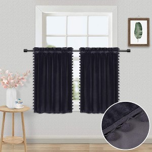 Room Darkening Velvet Kitchen Window Curtains - 1 of 4