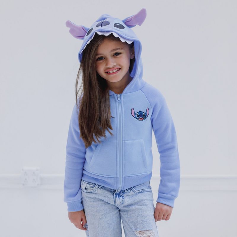 Disney Lilo & Stitch Girls French Terry Zip Up Cosplay Hoodie Little Kid to Big Kid, 3 of 6