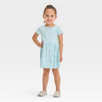 Toddler Girls' Rainbow Short Sleeve Dress - Cat & Jack™ Blue