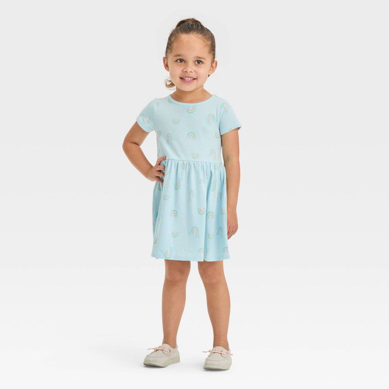 Toddler Girls' Rainbow Short Sleeve Dress - Cat & Jack™ Blue, 1 of 5