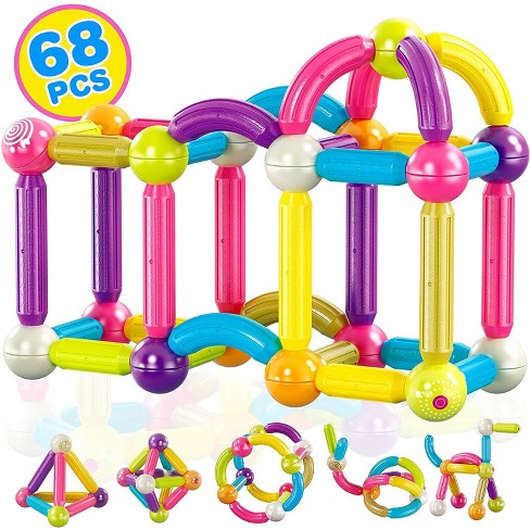 Buy STICK-LETS Construction toys non-toxic silicon elastics for building  for children Mega Fort Kit - 18 Psc with a sack in 6 different shapes and  colors - Build tents in- and outdoor 