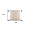 20" X 20" Coral And Ivory 100% Cotton Striped Zippered Pillow - 3 of 4