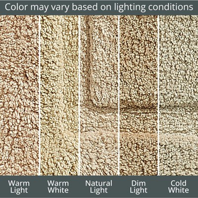 Beige Cotton Rectangular Bathroom Rug with Decorative Border