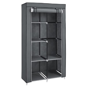 SONGMICS Portable Closet Clothes Storage Organizer with 6 Shelves 1 Clothes Hanging Rail Non-Woven Fabric Closet - 1 of 4