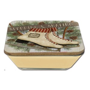 Courtside Market Let it Snow Ice Skates 6.5x6.5 Artboard Lid & 20oz Candle Set - 1 of 4