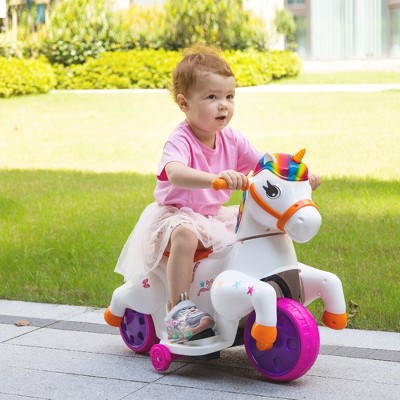 Sandinrayli Kids Ride on Unicorn Car Toys 6V Kids' Electric Vehicles 3-Wheel Toddler Trike, Colorful