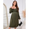 Women's Maternity Dress Long Sleeve V Neck Smocked Chest Midi Dress Photoshoot Baby Shower - 4 of 4