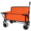 3-in-1 Folding Wagon with Bench Seat & Rear-Mounted Folding Tabletop ¨C 500lbs Capacity, 9"x4" Beach Tires for Camping, Orange - 4 of 4