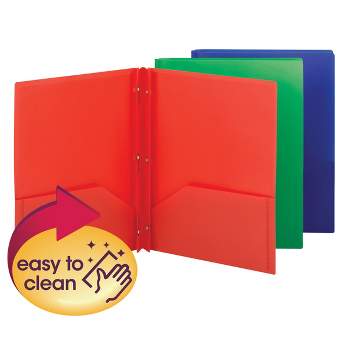 Smead Poly Two-Pocket Folder with Tang Style Fasteners, Letter Size, Assorted Colors, 6 per Pack (87745)