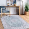 Washable Rugs 8x10 Non-Slip - Floral Medallion Vintage Area Rug? Machine Washable Blue Retro Rug - 2 of 4