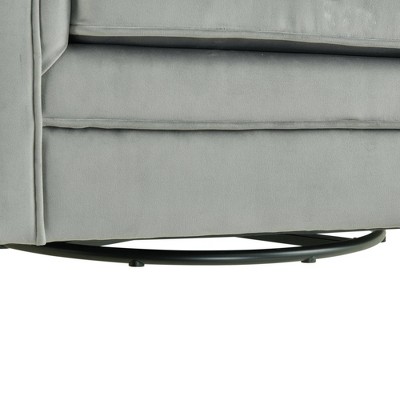 Contemporary Royale Gun Metal Velvet Swivel Accent Chair