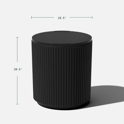 Veradek 21" Black Concrete-Plastic Drum Shape Accent Table