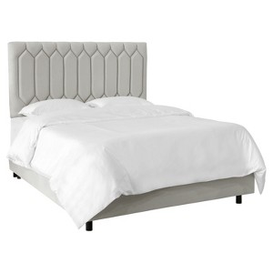 Sophie Upholstered Diamond Tufted Bed - Twin - Light Gray Velvet - Skyline Furniture