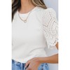 Amaryllis Women's Ribbed Knit Top with Eyelet Lace Flutter Sleeves Elegant Casual Stretchy Fitted Tee - 4 of 4