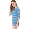 INSPIRE CHIC Women's Elbow Sleeves Boat Slim Fit Casual Stripe Animal Print Multi Floral Pattern T-Shirt - 4 of 4