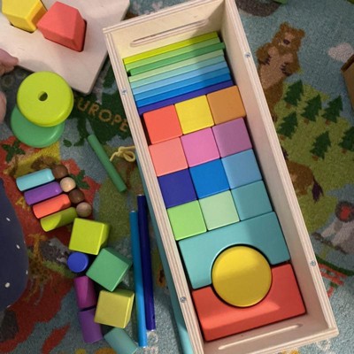 Wooden Block Set, 70-Piece Block Set for Toddlers & Kids