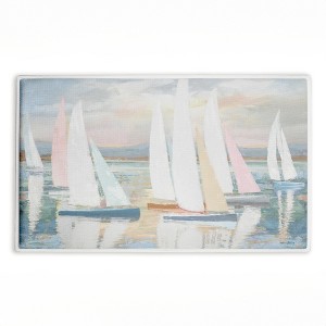 Stupell Industries Pastel Calm Sailboats Printed Plush Bath Mat And Bath Rug, Design By Amber Sterling, 18"X30" - 1 of 4