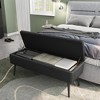 Storage Ottoman Bench, Mid-Century Modern Entryway Bedroom Bench, Synthetic Leather with Stitching, Safety Hinges - 4 of 4