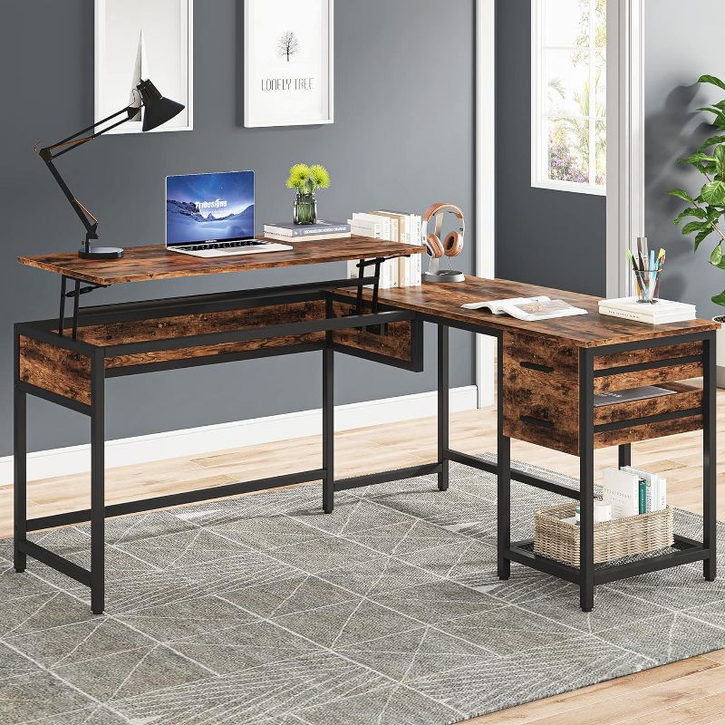 Tribesigns L-Shaped Height Adjustable Desk, 3 of 7