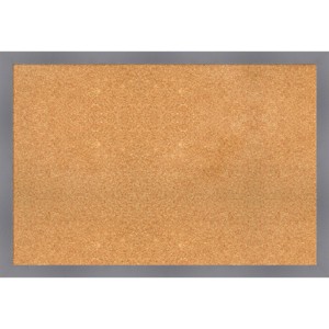 38"x26" Edwin Wood Frame Natural Cork Board Gray - Amanti Art: Bulletin Board for Office, Wall Mount, 26" Length - 1 of 4