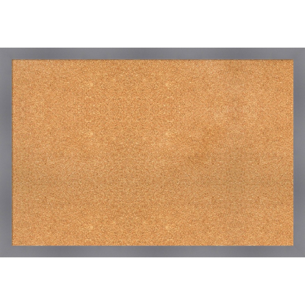 Photos - Dry Erase Board / Flipchart 38"x26" Edwin Wood Frame Natural Cork Board Gray - Amanti Art: Bulletin Bo