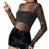 Nlife Womens Nashville Mesh Sheer Sparkly Top Glitter See Through Tops Tee Shirt Long Sleeve Concert Rave Outfits - 3 of 4