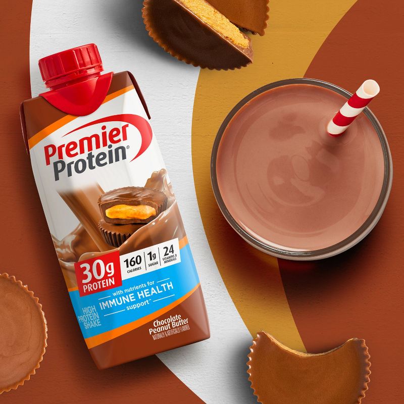 Premier Protein Nutritional Shake - Chocolate Peanut Butter - 11 fl oz/4pk, 3 of 10