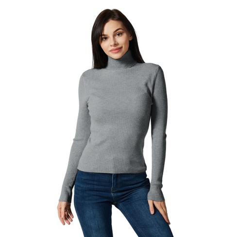 Women's gray turtleneck on sale sweater