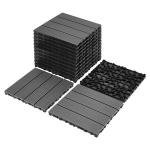 DSVIMOY 11.8" Patio Deck Tiles, 9pcs DIY Module Interlocking Decking Tiles, Floor Tile for Porch Poolside, Balcony, Gray, 11.8"*11.8"*0.98" - 1 of 4