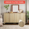 homfan Buffet Sideboard,61" Large Buffet Sideboard Cabinet With 4 Fluted Doors And Storage, Kitchen Storage Cabinet,Farmhouse Coffee Bar Cabinet - 4 of 4