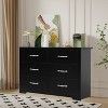 SUGIFT 6 Drawer Dresser, Modern Wood Chest of Drawers with Metal Handles for Bedroom Living Room Hallway Entryway, Black - 2 of 4