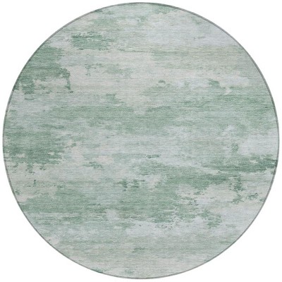 HomeRoots 8' Mint Green And Pale Aqua Round Abstract Washable Indoor Outdoor Area Rug
