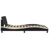 vidaXL Faux Leather Bed Frame with Headboard - Double Bed, Black/White, Plywood Slats, Metal, Pine Wood - 81.9"x55.9"x29.3" - 4 of 4